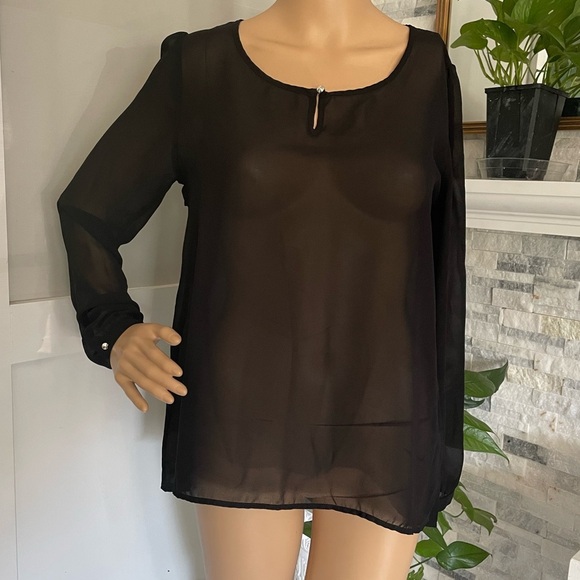 Charming Charlie Sheer Long Sleeves Top Sz S - Picture 2 of 4